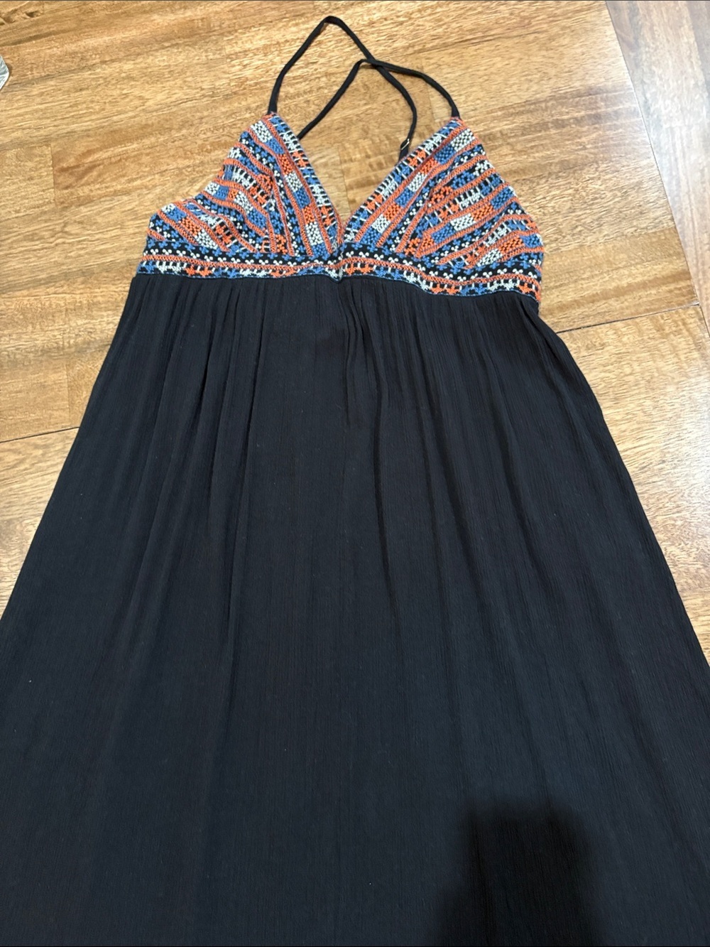 Solitaire Embroidered Swim Coverup. Spaghetti straps low back. Size large